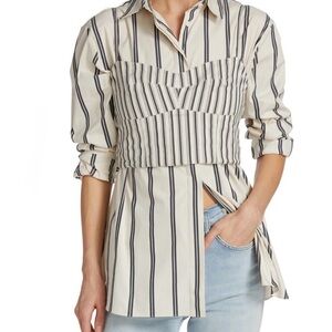Theory Striped Layered Bustier shirt (2 piece) 
off-white and black.